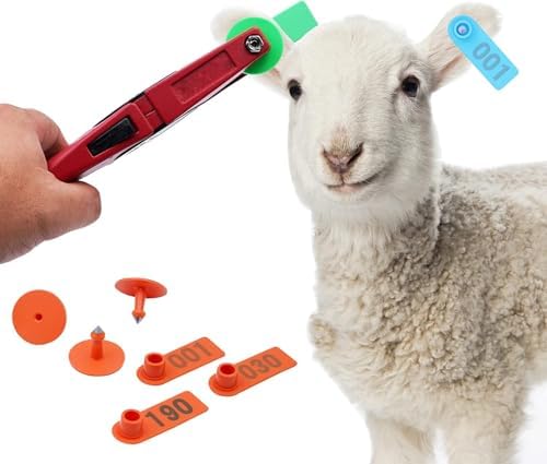 PAULOZYN 300PCS Livestock Ear Tags TPU for Goat Animal Cattle Sheep Pig Dog Deer Farm, with 1PCS Ear Tag Applicator 1PCS Ear Tags Remove Plier, 001-100 Number