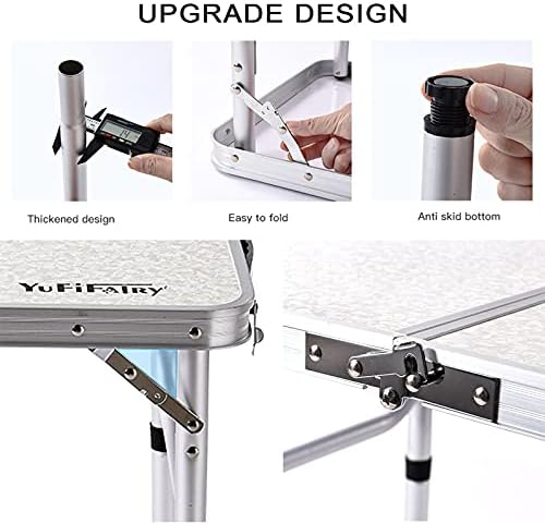 Small Folding Table Portable, 24''L x16''W Foldable Camp Table with 3 Adjustable Height, Indoor Outdoor Lightweight Aluminum for Outdoor Cooking Picnic, (3 Heights)