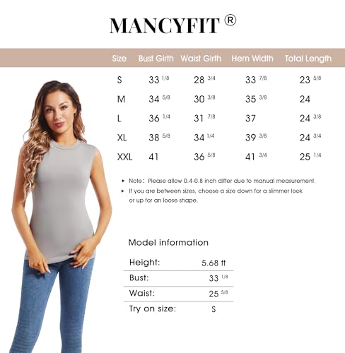 MANCYFIT Thermal Tank Top for Women Fleece Lined Underwear Soft Camisole Baselayer Undershirts Sleeveless Winter Vest Grey Large