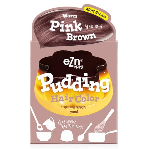 eZn Pudding Hair Dye Ammonia Free Semi-Permanent Self Hair Dye DIY Kit included contain Keratin Made in Korea Beauty (Warm Pink Brown)