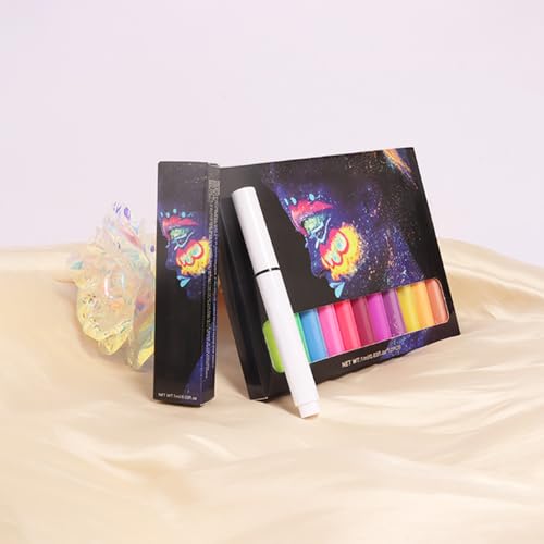 evpct Colorful UV Neon Liquid Eyeliner Pencil Pen, Rainbow Halloween Matte Colored Eyeliners Pencil Glow in Dark, Waterproof Long Lasting Highpigmented Delineador de ojos líquido de neón 01# White