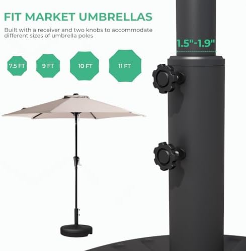 JEAREY 22L Patio Umbrella Stand, Outdoor Umbrella Base Water Filled Stand, Patio Outdoor Umbrella Holder (Black)