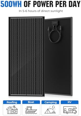 18BB 100 Watt Solar Panel, N-Type 12V 100W Solar Panel, 25% High Efficiency Monocrystalline PV Modules for RV, Marine, Rooftop, Farm, Trailer, Home Off-Grid System