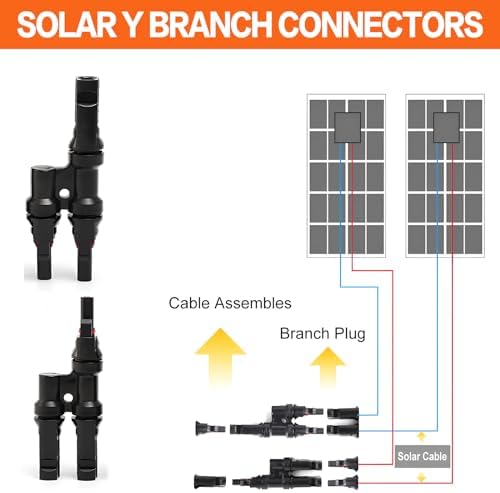 Solar Crimping Tool Kit for Solar Panel Connectors - a Crimper, 10 Pairs of Solar Wire Connectors and 1 Pair Solar Y Connector, 2 Pairs of Spanner Wrench for Solar Cable Connectors