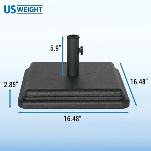 US Weight 40 Pound Umbrella Base - Weighted Umbrella base For Use With Patio Table – Heavy Duty Base- 4” Stem Accommodates 1”-1.5” Pole Sizes - Black