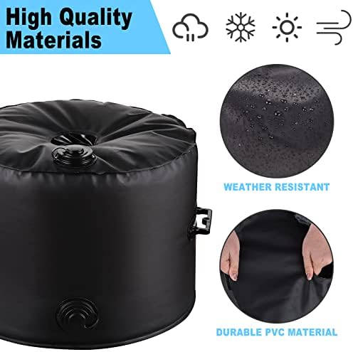 Up to 100Lb Patio Umbrella Base Weight Bag - Leak-Proof Water Weight Bag for Outdoor Umbrella Stands, Portable & Foldable for Market Umbrella, Cantilever & Offset Bases (Spun Polyester, Black)