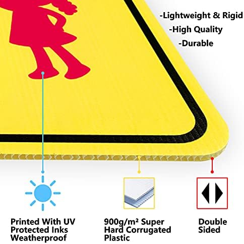 Slow Down Signs 2 Pack 17.8"x12" Slow Down Kids At Play Sign, Double Sided Slow Down Kids and Pets at Play Yard Signs With Metal Stakes, Weatherproof, 900g/m² Superhard Corrugated Plastic