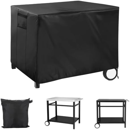 PAMASE Outdoor Dining Cart Cover - 41"L*24"W*32"H Grill Covers for Royal Gourmet Worktable PC3401B PC3401S Food Prep Table, Heavy Duty Waterproof BBQ Serving Worktable Metal Movable Station