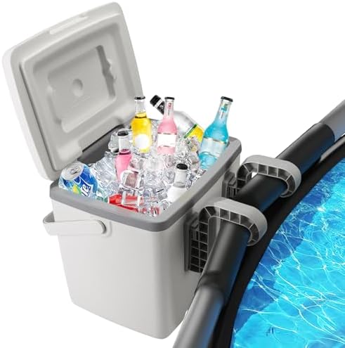 13.74 Qt Pool Cooler for Above Ground Pools, with 5 Ice Pack, Hard Cooler with Handle, Portable Above Ground Pool Accessories,Cans Keep Cold for 1-3 Days, Suitable for Poolside,Camping, Fishing