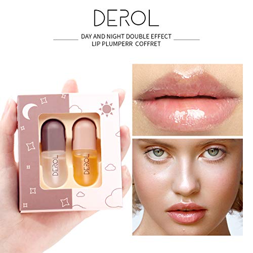 Lip Plumper, Natural Lip Plumper and Lip Care Serum, Lip Enhancer, Lip Gloss, Make Lips Fuller and Hydrating, Lip Mask for Day &Night Use Set(2PCS)