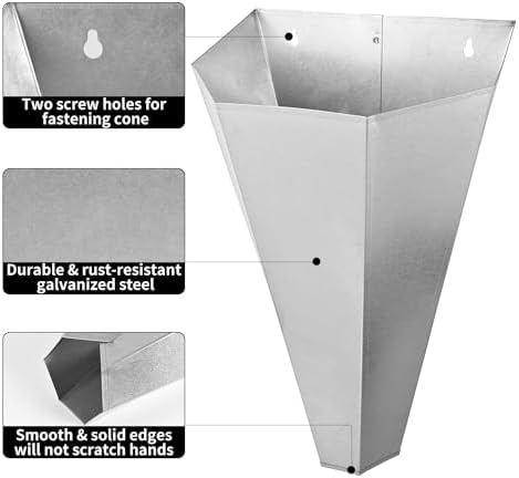 Medium Size Chicken Cone Galvanized Steel Poultry Restraining Cone for Chicken,for Large Layers, Broilers, Roasters, Turkeys Up to 8 Pounds Flat-Back Poultry Killing Cone Easy to Clean
