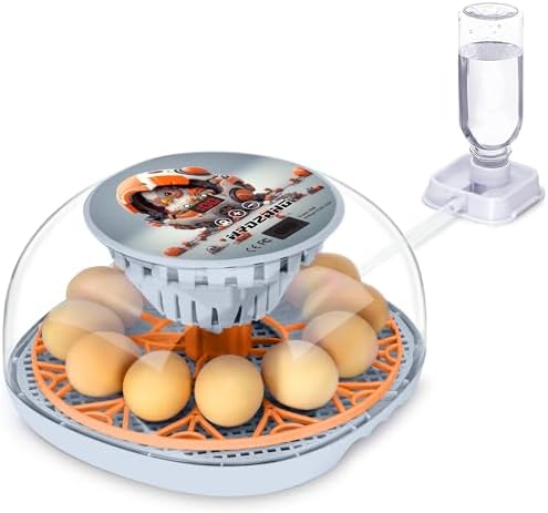 Smart Chicken Incubators for Hatching Eggs with Automatic Turner Small Poultry Duck Quail 12 Egg Incubator Temperature Control Display Hatcher Machine (Mechachick, ℉)