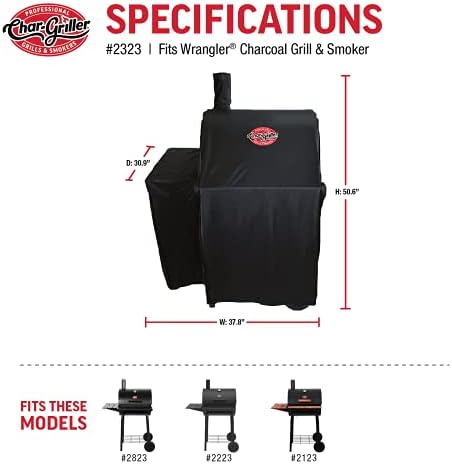Char-Griller 2323 Wrangler Charcoal Grill Cover, Black