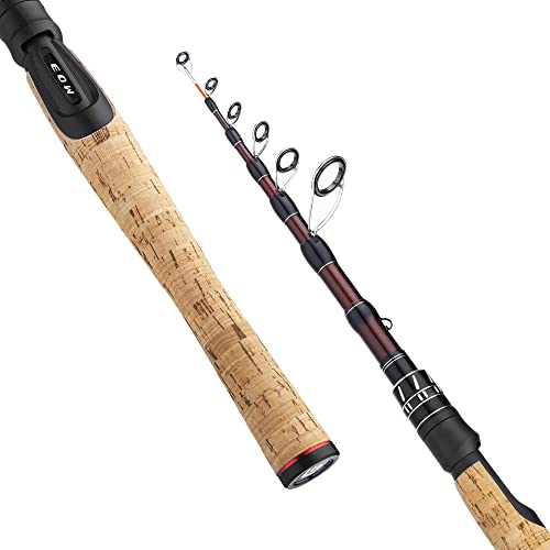 EOW XPEDITE Portable Telescopic Fishing Rods, Spinning & Casting, 24T Carbon Blanks & Solid Carbon Tip, Cork Handle, Travel Rod, Short Collapsible Rods (Rod - Casting/Action Fast/Power M, 5'6")
