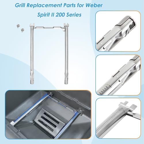 Grill Parts for Weber Spirit II Grill Replacement Parts, 7635 Flavorizer Bars, 69785 Grill Burner and Heat Deflector for Weber Spirit 2 Grill Parts, for Weber Spirit E210 E220 S210 S220