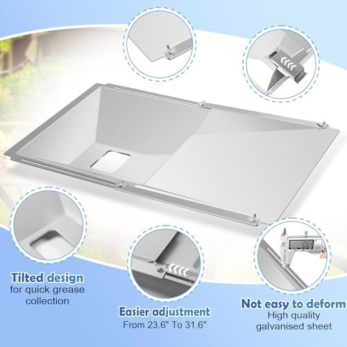 Grease Tray with Catch Pan and Foil Liner, Adjustable Drip Pan for 3/4/5 Gas Grill Models from Dyna Glo, Nexgrill, Expert Grill, Kenmore, Charbroil, BHG and More Grill Replacement Parts.