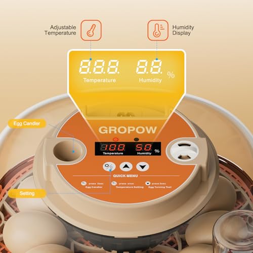 12 Egg Incubator, Automatic Turning with Temperature & Humidity Control, Egg Candler, 360 View with Air Vent, Auto Water Bottle Refill, Chicken Incubator for Hatching Eggs