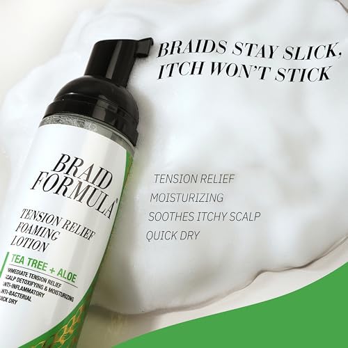 EBIN NEW YORK Braid Formula Tension Relief Foaming Lotion Tea Tree & Aloe 3.38 fl. oz. 100ml Nourishing and Hydration, Style your Braids with Ease, Frizz Control