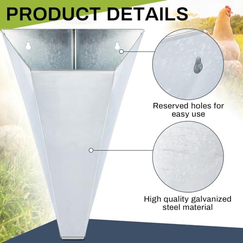 Mumufy 4 Pcs Medium Galvanized Steel Poultry Restraining Cones Flat Back Funnel Cone, up to 10 Pounds, Chicken Killing Cone for Butchering Chicken Birds Turkeys, Easy to Clean