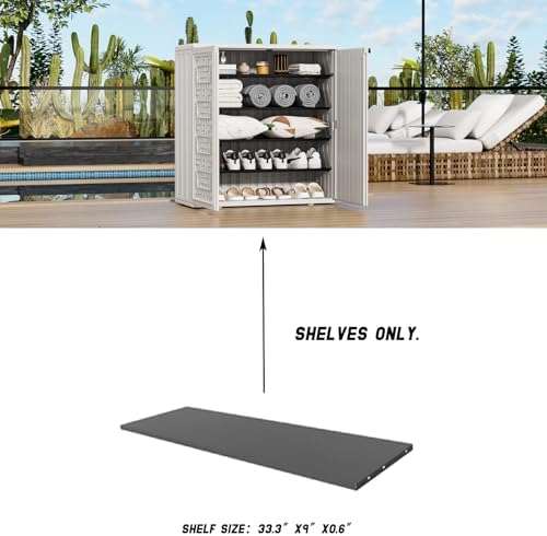 33.3”x9”x0.6” Metal Shelf for 60 Gallon Outdoor Storage Cabinet - '1-Piece Black Metal Laminate Shelf ', Easy to Assemble.Shelves only!(Black)