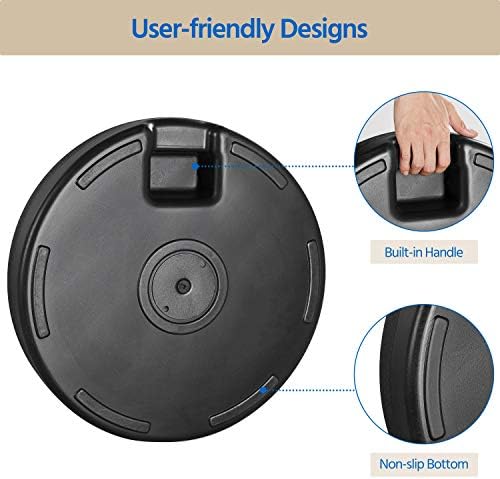 Yaheetech Umbrella Base 22L Round Water & Sand Filled Patio Outdoor Umbrella Stand with Steel Umbrella Holder Suit for Dia 1.5'' or 1.9'' Umbrella Pole, Black