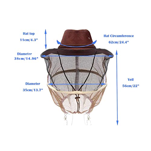 AukBeeFun Cowboy Beekeeper Hat with Veil Bee Veil Hat with Visibility Veil Outdoor Professional Beekeeping Protective Gear (1)