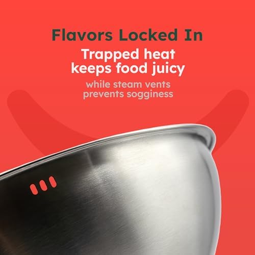 Melting Dome with Thermometer & Glass Top – 12-inch Stainless Steel Griddle Dome - Basting Cover with Steam Vent – Perfect for BBQ, Grilling, Cheese Melting & Family Cooking – 700°F