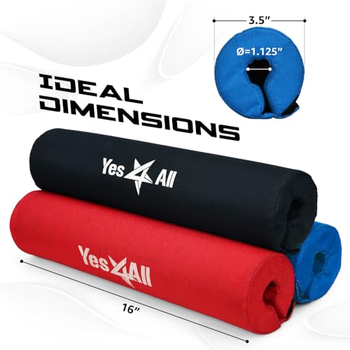Yes4All Barbell Foam Nylon Bar Pad/PVC Bar Pad - 16 Inch Barbell Pad for Squats, Lunges & Hip Thrust (Blue- Single), Model Number: 810019297212