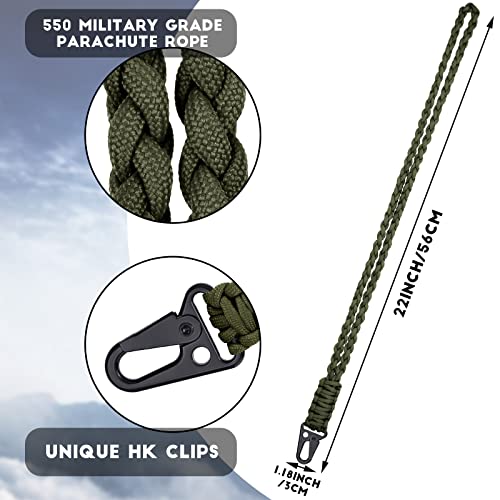 Frienda 2 Set Heavy Duty Paracord Lanyard Necklace Whistles Strap Braided 550 Keychain Lanyard for Outdoor Activities (Dark Camouflage)