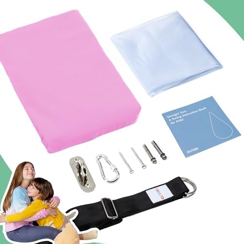 OUTREE Kids Pod Swing Seat, Cotton Child Hammock Swing Chair,Sensory Swing for Indoor and Outdoor Use, Pink