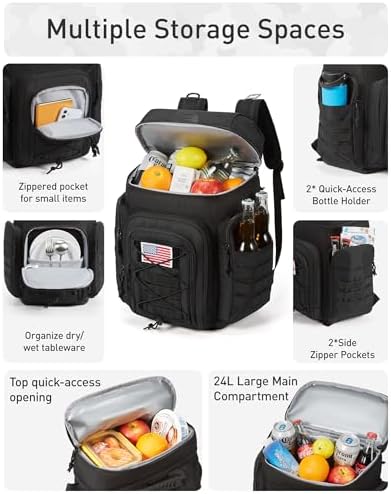 TOURIT 30L (42 Cans) Tactical Cooler Backpack – Military-Grade Insulated Back Pack with 16H Ice Retention, Leakproof Multi-Pocket Cooler Bag for Camping & Hiking, Featuring DIY Hook & Loop Panel