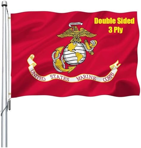 US Marine Corps Flag 3x5 Outdoor Double Sided - Heavy Duty Polyester US Military Army Flags Long Lasting with 2 Brass Grommets
