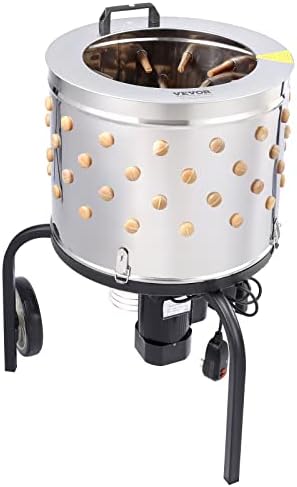 VEVOR Chicken Plucker Machine, 20-inch Stainless Steel Drum Feather Plucker, Defeathering Equipment with 108 Soft Rubber Plucking Fingers, Simple Debris Collection, for Chicken Poultry Plucking