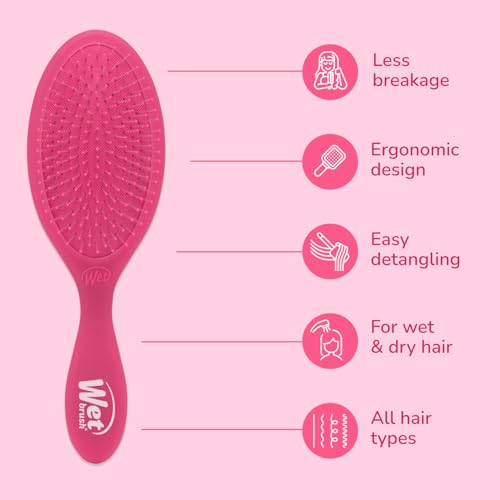 Wet Brush Original Detangler Hair Brush, Pink Frost - Ultra-Soft IntelliFlex Bristles - Detangling Brush Glides Through Tangles For All Hair Types (Wet Dry & Damaged Hair) - Women & Men