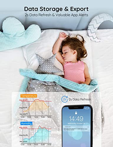 Govee WiFi Thermometer Hygrometer H5179, Smart Humidity Temperature Sensor with App Notification Alert, 2 Years Data Storage Export, Remote Monitor for Room Greenhouse (Only Support 2.4G Wi-Fi)