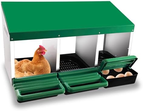 Chicken Nesting Box, 3 Compartments Chickens Egg Laying Nest Boxes for Hens Green