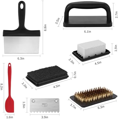 14 Pcs Griddle Cleaning Kit for Blackstone, Complete Flat Top Grill Accessories Kit with Scraper, Cleaning Brick, Scouring Pads, Easy to Remove Stain
