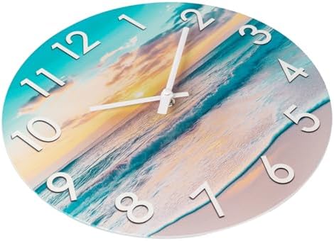Outdoor Clock Waterproof, Beach Coastal Indoor Outdoor Wall Clocks for Patio Pool Garden Home Decor -12 Inch,Blue