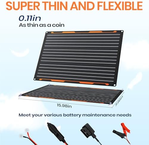 FlexSolar 20W 12V Solar Panel Battery Charger Maintainer Kits Trickle Charger with Built-in Charge Controller, Cig Plug, Alligator Clips, O-Rings OBDII Connector for Car, Truck,Tractor, Boat