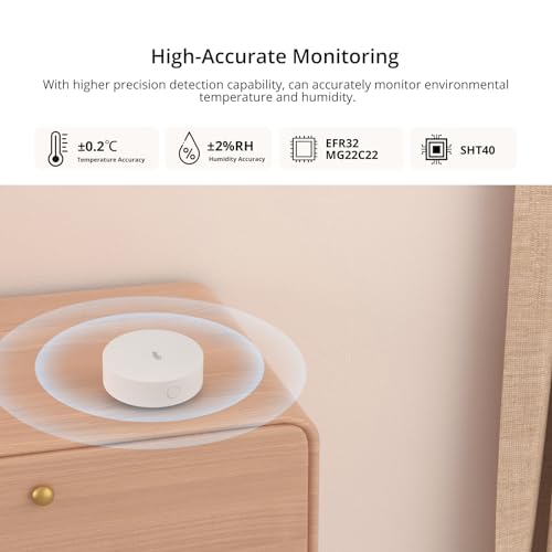 SONOFF SNZB-02P Zigbee Temperature Humidity Sensor, Indoor Thermometer Hygrometer with Alert, Works with Alexa & Google Home for Remote Monitoring and Home Automation, ZigBee 3.0 Hub Required (1)