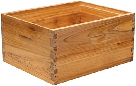 BeeCastle Heavy Wax Coated Langstroth Unassembled Deep/Brood Box with Frames and Beeswax Coated Foundation Sheet (8 Frame)