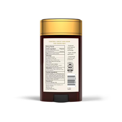 Cremo Italian Bergamot Antiperspirant & Deodorant for Men, 48-hour Sweat and Odor Protection, 2.65oz