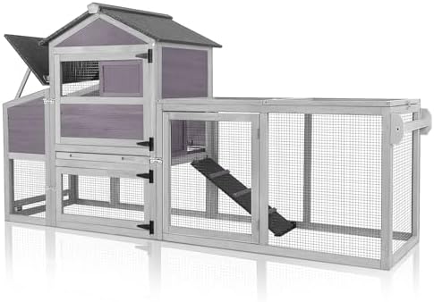 Chicken Coop for Outdoor - Poultry Cage with Wheels, Nesting Box, Leakproof Pull-on Tray, and Asphalt Waterproof Roof - Grey