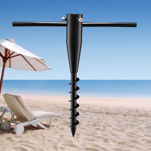 Beach Umbrella Sand Anchor - Heavy Duty Outdoor Umbrella Holder No Dig Ground Umbrella Base - Sturdy and Reliable 2.3“ Inner Diameter, Black(1 Pack)