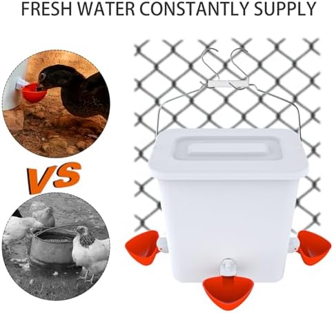 Large Automatic Chicken Feeder and Waterer Set Hanging Chicken Water Feeder Poultry Feed Bucket