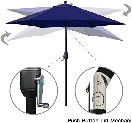 Sunnyglade 7.5' Patio Umbrella Outdoor Table Market Umbrella with Push Button Tilt/Crank, 6 Ribs (Navy Blue)