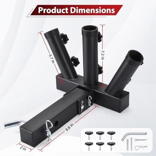 GADFISH Trailer Hitch Flagpole Mount, Two Mounting Options US Flag Hitch Mount, Universal Flag Hitch Mount for All 2" Receiver, Trailer Hitch Flag Pole Holder for Driving, Black