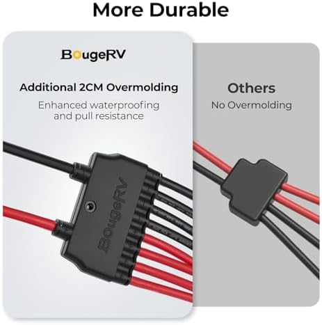 BougeRV Solar Parallel Connectors for 2-4 Solar Panels, Extra Long 2 to 8 Y Branch 10AWG Adapter Splitter Cable Wire Plug PV Tool Kit, Waterproof (MFFFF/FMMMM)