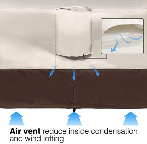 Vailge Rectangular Coffee Table Cover - Outdoor Lawn Patio Furniture Covers with Padded Handles and Durable Hem Cord - Heavy Duty and Waterproof,Fits Large Rectangular Coffee Table (Beige & Brown)