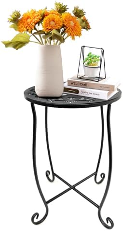 Metal Round Side Table for Small Spaces - Indoor/Outdoor, Perfect for Patio, Yard, Porch, Balcony, Garden
